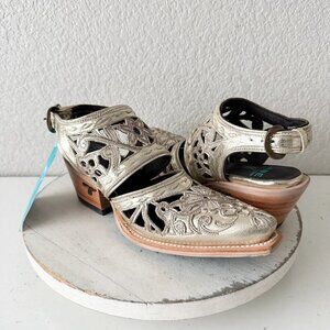 Lane Robin Slingback Mule Gold Cowboy Boots Womens 7 Cowgirl Western Short Ankle